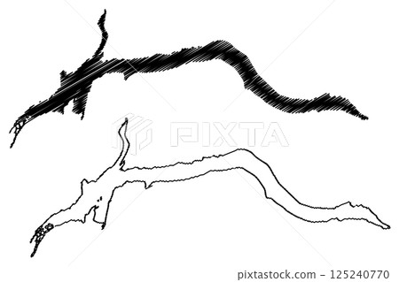 Lake Gander (Canada, North America, Newfoundland island) map vector illustration, scribble sketch Tsilhqox Biny map 125240770