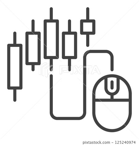 Candlestick chart with Computer Mouse vector icon or symbol in outline style Candlestick chart with Computer Mouse vector icon or symbol in outline style 125240974