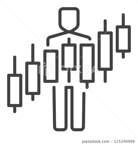 Man and Candlestick Trading Chart vector outline icon or symbol Man and Candlestick Trading Chart vector outline icon or symbol 125240999
