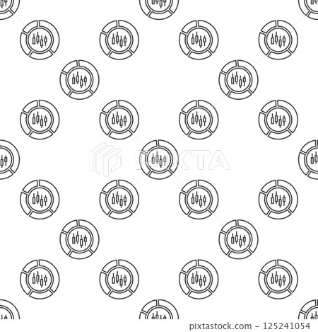 Pie Chart with Candlestick Trading Chart vector thin line round seamless pattern 125241054
