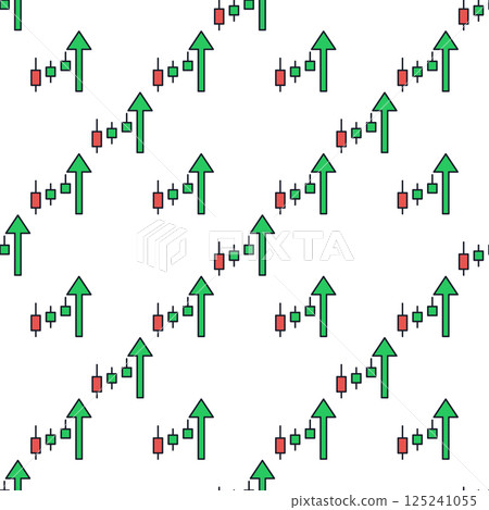 Rising candlestick chart vector colored seamless pattern 125241055