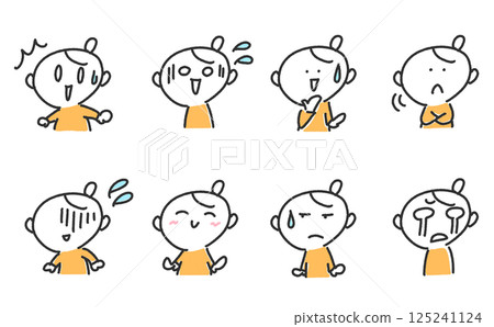 Set of women with various expressions: surprised, anxious, laughing, crying 125241124