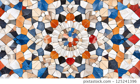 Vibrant geometric kaleidoscope patterns intricate, abstract and perfect for artistic backgrounds 125241396