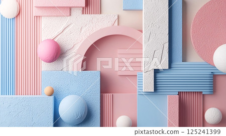 Surreal 3D shapes with iridescent tones an abstract, futuristic composition for innovative visuals 125241399