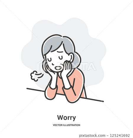 An elderly woman sighing and feeling down 125241692