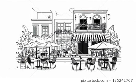 Scenery with a cafe 125241707