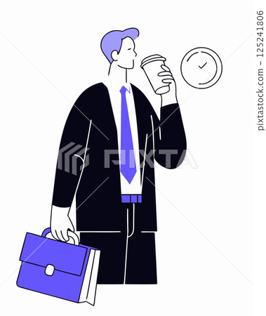 一位商人在工作期間喝咖啡休息 125241806