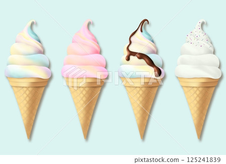 Soft serve ice cream ingredients set A-2 125241839