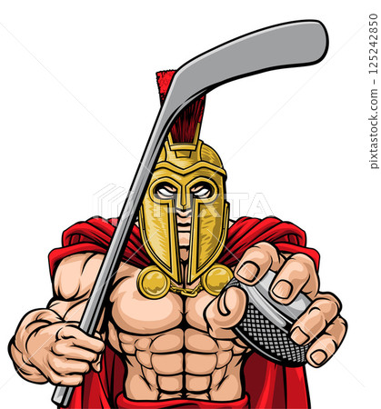 Spartan Trojan Man Ice Hockey Team Sports Mascot Spartan Trojan Man Ice Hockey Team Sports Mascot 125242850