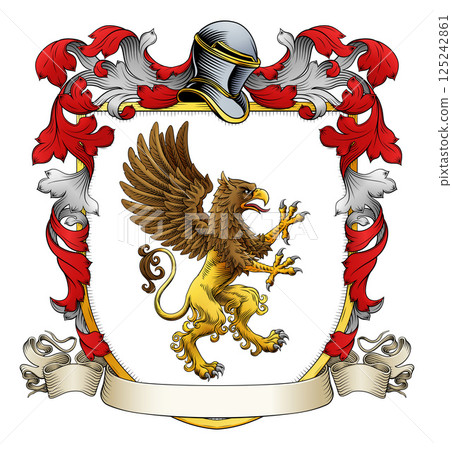 Griffin Gryphon Coat of Arms Crest Heraldic Shield 125242861