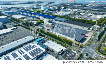 工廠林立的工業區鳥瞰圖 125243507