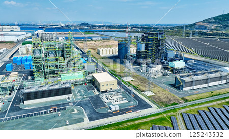 生質能發電廠和風能太陽能發電廠鳥瞰圖 125243532