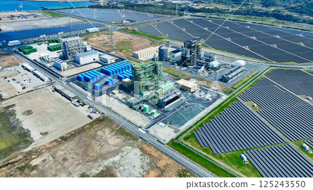 生質能發電廠和風能太陽能發電廠鳥瞰圖 125243550