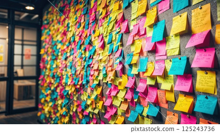 Colorful Sticky Notes Wall A vibrant wall of...-插圖素材 [125243736] - PIXTA圖庫
