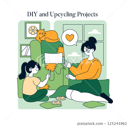 Sustainability at home encourages creative DIY and upcycling projects. Engaging with family in hands-on activities promotes resourcefulness and reduces waste, fostering a greener lifestyle together. 125243962