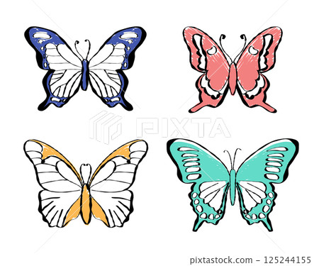 Hand Drawn Butterfly Set Vintage Pencil Sketch Vector Illustration Hand Drawn Butterfly Set Vintage Pencil Sketch Vector Illustration 125244155