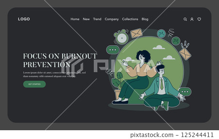 National Mental Health Awareness focuses on burnout prevention and promoting well-being. The illustration portrays individuals engaged in self-care practices, conveying a message of support and National Mental Health Awareness focuses on burnout prevention and promoting well-being. The illustration portrays individuals engaged in self-care practices, conveying a message of support and 125244411