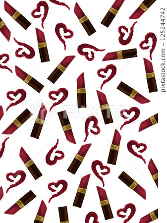 Chic lipstick and heart pattern (white) 125244742