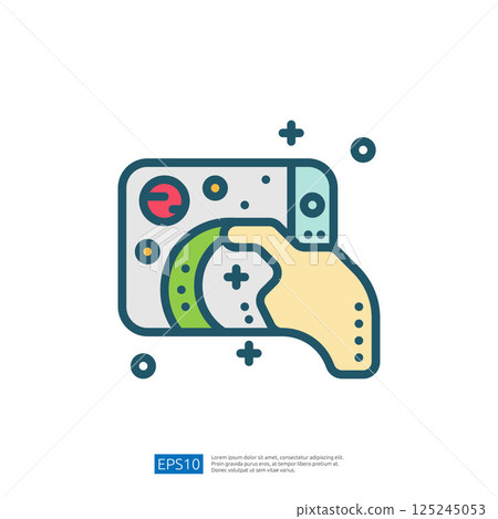 A stylized illustration of a hand holding a camera, emphasizing the act of taking a photo with decorative elements. A stylized illustration of a hand holding a camera, emphasizing the act of taking a photo with decorative elements. 125245053