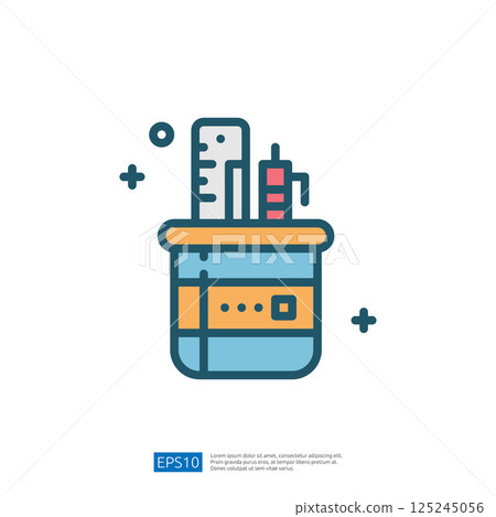 A colorful illustration of laboratory equipment, including a beaker, ruler, and test tubes, symbolizing scientific research and experimentation. A colorful illustration of laboratory equipment, including a beaker, ruler, and test tubes, symbolizing scientific research and experimentation. 125245056