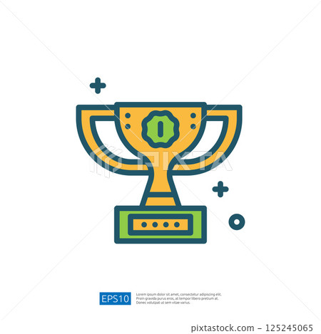 A stylized trophy illustration, symbolizing achievement and success, featuring a golden cup with a green emblem. A stylized trophy illustration, symbolizing achievement and success, featuring a golden cup with a green emblem. 125245065