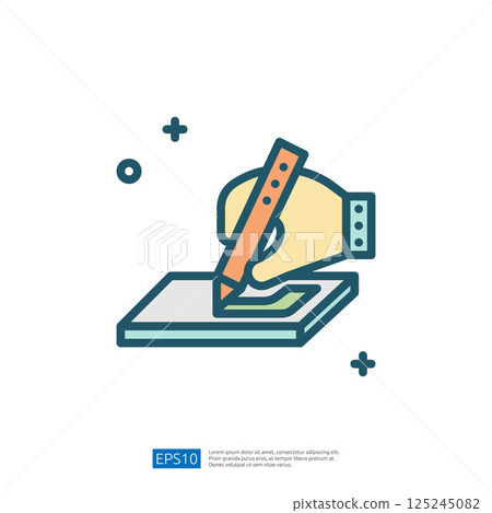 A hand holding a pencil is drawing on a notepad, symbolizing creativity and note-taking. A hand holding a pencil is drawing on a notepad, symbolizing creativity and note-taking. 125245082