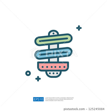 A stylized illustration of a spiral structure with horizontal bars in varying colors, possibly representing a scientific or technological concept. A stylized illustration of a spiral structure with horizontal bars in varying colors, possibly representing a scientific or technological concept. 125245084