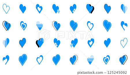 Simple heart mark set blue Simple heart mark set blue 125245092