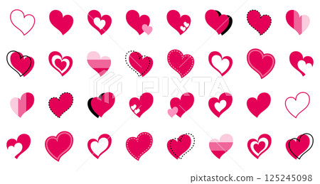 Simple heart mark set red Simple heart mark set red 125245098