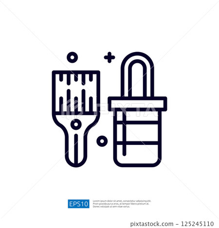 The image features a paintbrush next to a dropper bottle, symbolizing tools used in painting or crafting. 125245110