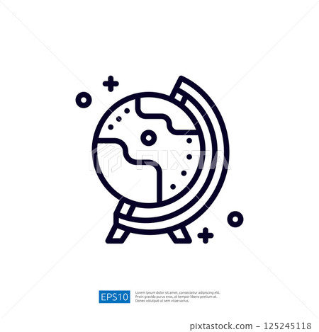 A simple line drawing of a globe on a stand, representing geography and global awareness. A simple line drawing of a globe on a stand, representing geography and global awareness. 125245118