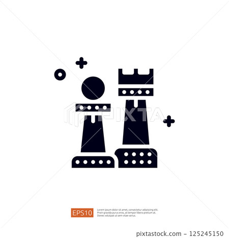 The image features stylized chess pieces, including a pawn and a rook, symbolizing strategy and competition in the game of chess. The image features stylized chess pieces, including a pawn and a rook, symbolizing strategy and competition in the game of chess. 125245150