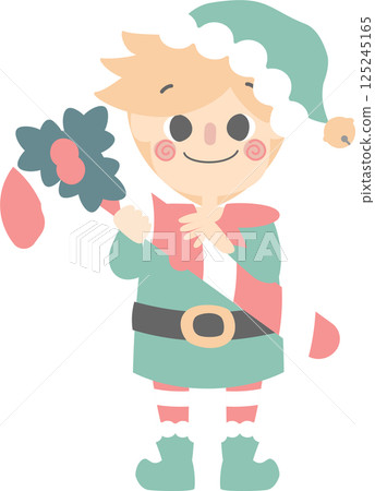 merry christmas and happy new year with cute little elf dwarf and candy cane, flat png illustration cartoon character costume design merry christmas and happy new year with cute little elf dwarf and candy cane, flat png illustration cartoon character costume design 125245165