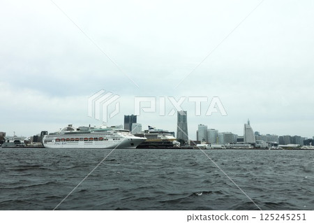 View of Osanbashi Pier and Minato Mirai from Sea Bass 125245251