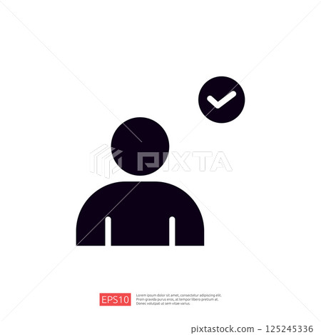A simple graphic representation of a person with a checkmark above, symbolizing approval or confirmation. A simple graphic representation of a person with a checkmark above, symbolizing approval or confirmation. 125245336