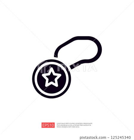 This image depicts a simple graphic of a medal featuring a star, symbolizing achievement or recognition. This image depicts a simple graphic of a medal featuring a star, symbolizing achievement or recognition. 125245340