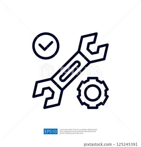 The image features a wrench, a gear, and a checkmark, symbolizing tools, mechanics, and quality assurance in a technical or industrial context. The image features a wrench, a gear, and a checkmark, symbolizing tools, mechanics, and quality assurance in a technical or industrial context. 125245391