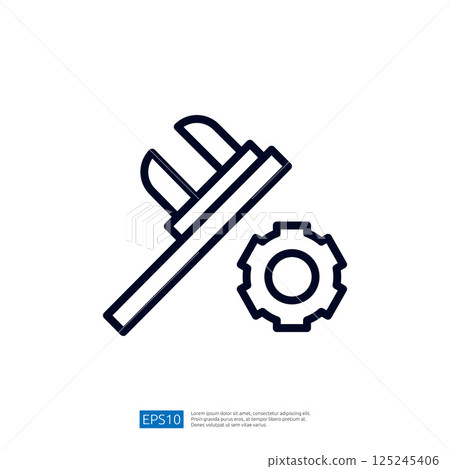 The image features a caliper tool positioned next to a gear, symbolizing precision measurement and mechanical engineering. 125245406