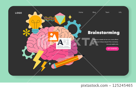 Brainstorming concept. A visual representation of creative idea generation showcasing a brain surrounded by various symbols. Highlighting innovation, inspiration, and problem-solving. Vector Brainstorming concept. A visual representation of creative idea generation showcasing a brain surrounded by various symbols. Highlighting innovation, inspiration, and problem-solving. Vector 125245465