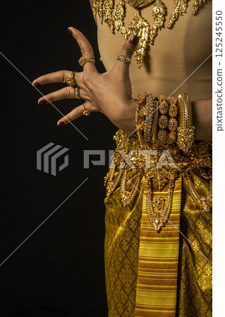 close detail of Khmer apsara  performer of traditional dance in cambodia 125245550
