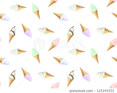 Soft serve ice cream seamless pattern D-1' 125245555