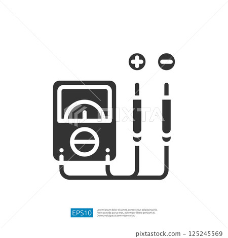 Multimeter Icon for Measuring Electrical Current and Voltage in Professional Diagnostic and Repair Settings 125245569