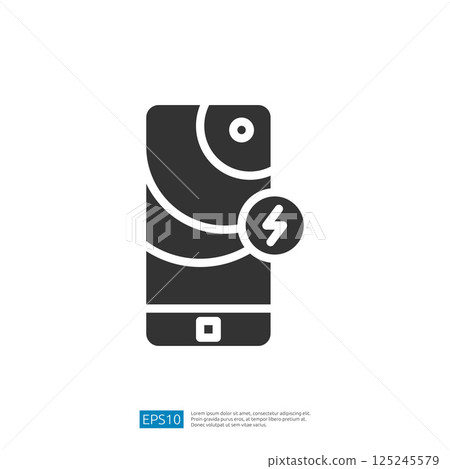Smartphone Icon with Battery Charging Symbol Representing Modern Communication Technology and Device Power Supply Smartphone Icon with Battery Charging Symbol Representing Modern Communication Technology and Device Power Supply 125245579