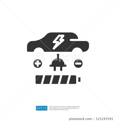 Electric Car Charging Icon with Battery and Lightning Symbols in Minimalist Design for Eco-Friendly Transportation Concepts Electric Car Charging Icon with Battery and Lightning Symbols in Minimalist Design for Eco-Friendly Transportation Concepts 125245591