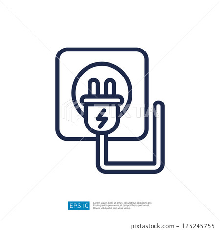 Power Plug Icon Connected to Electric Socket Symbolizing Energy and Connectivity in Modern Household Settings 125245755