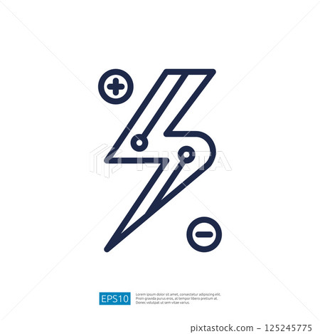 Lightning Icon Symbol Representing Energy and Electricity with Bold Lines and Modern Design Elements 125245775