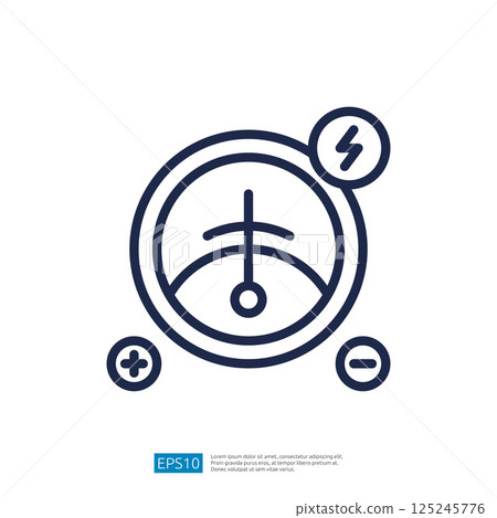 Electricity Indicator Icon With Positive And Negative Rate Symbols In A Modern Minimalist Geometric Design 125245776