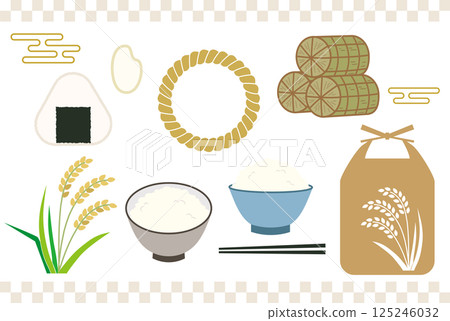 Rice and rice illustration material set 125246032
