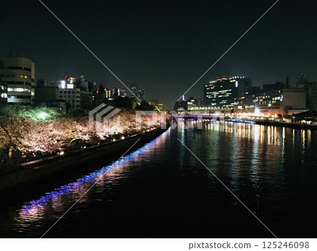 夜晚的海濱和城市燈光 夜晚的海濱和城市燈光 125246098