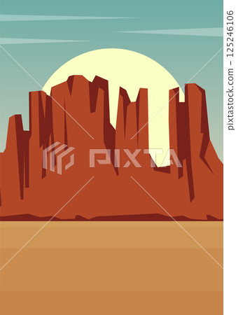 Death Valley National Park illustration. Rocky Desert landscape, american valley. Colorful wild west scenery Death Valley National Park illustration. Rocky Desert landscape, american valley. Colorful wild west scenery 125246106
